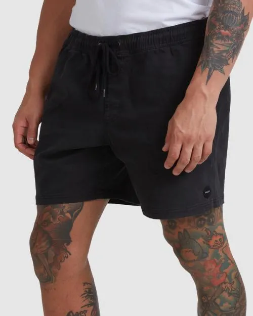 Rvca Escape Elastic Waist Walkshorts 17 Black Men Shorts and Hybrids