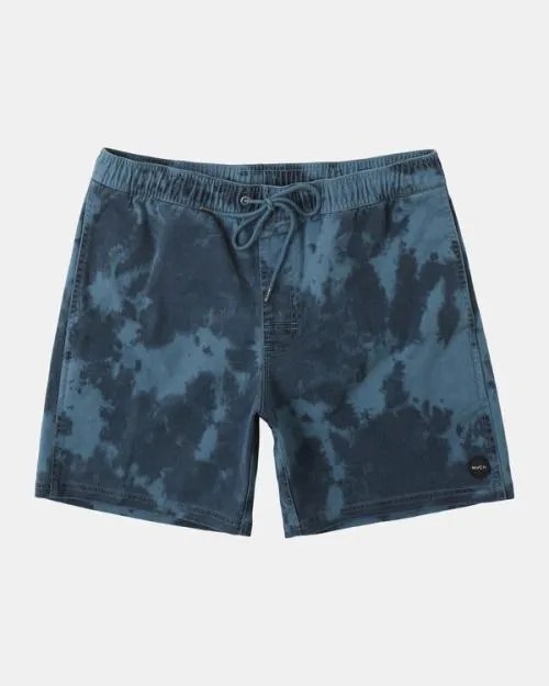 Rvca Escape Print Elastic Waist Walkshorts 17 Duck Blue Men Boardshorts