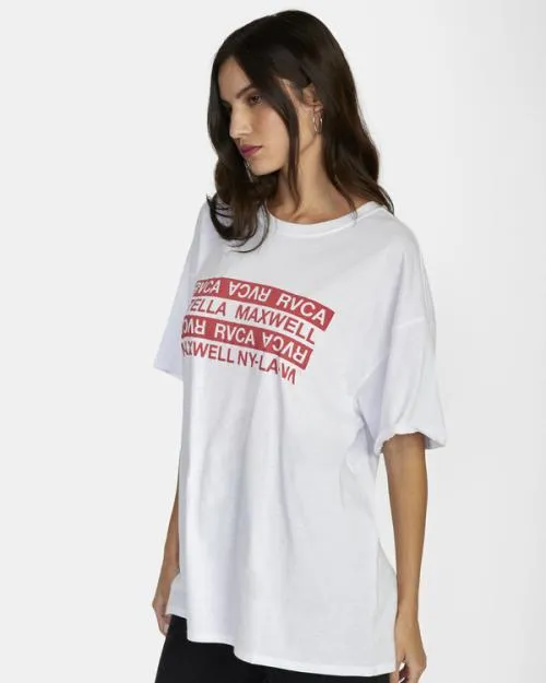 Rvca Explicit Graphic Tee White Women Tees and Tanks