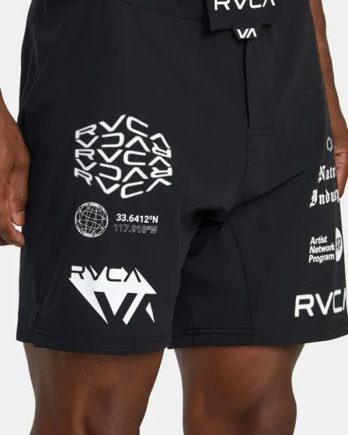 Rvca Fight Scrapper Elastic Waist Walkshorts 15034 Black All Brand 2 Men Athletic Shorts