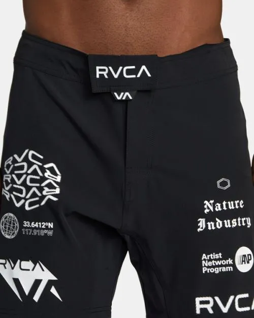 Rvca Fight Scrapper Elastic Waist Walkshorts 15034 Black All Brand 2 Men Athletic Shorts