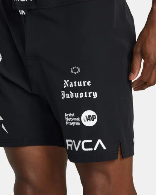 Rvca Fight Scrapper Elastic Waist Walkshorts 15034 Black All Brand 2 Men Athletic Shorts