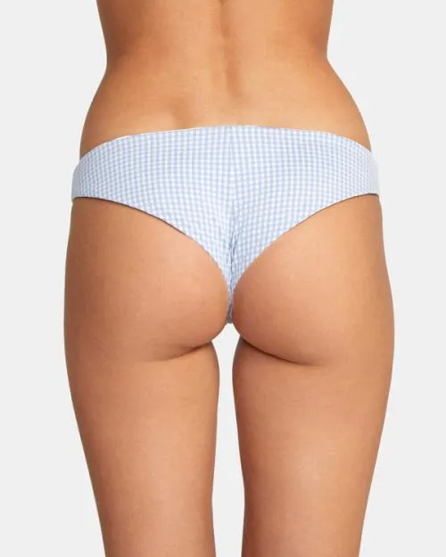 Rvca Gingham Reversible Cheeky Bikini Bottoms Ash Blue Women Bikini Bottoms