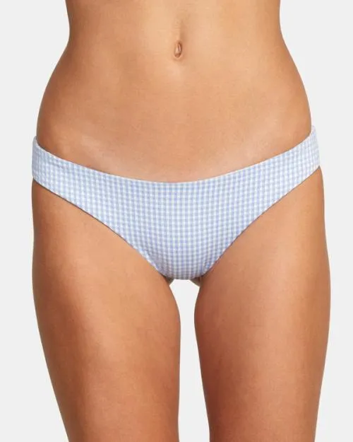 Rvca Gingham Reversible Cheeky Bikini Bottoms Ash Blue Women Bikini Bottoms