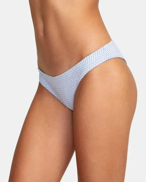 Rvca Gingham Reversible Cheeky Bikini Bottoms Ash Blue Women Bikini Bottoms