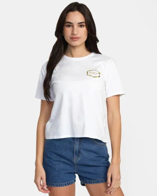 Rvca Hawaii Hex TShirt White Women Tees and Tanks