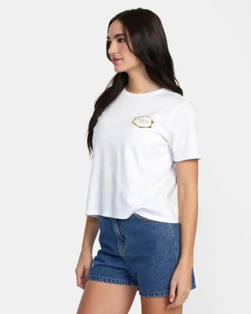 Rvca Hawaii Hex TShirt White Women Tees and Tanks
