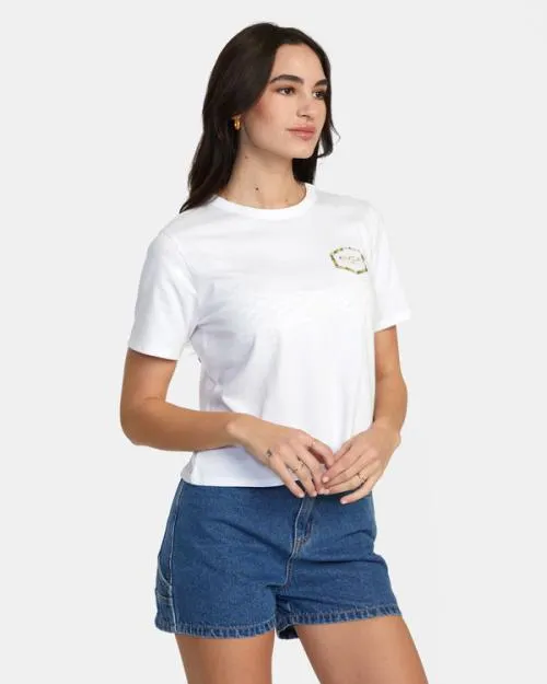Rvca Hawaii Hex TShirt White Women Tees and Tanks