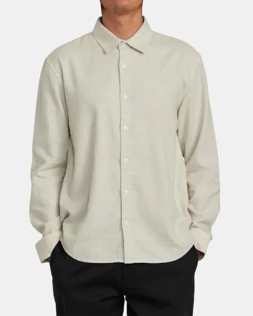 Rvca HiGrade Long Sleeve Shirt Natural Men Shirts and Flannels