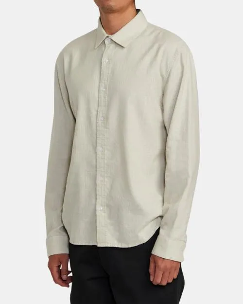 Rvca HiGrade Long Sleeve Shirt Natural Men Shirts and Flannels