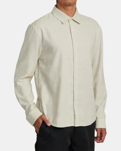Rvca HiGrade Long Sleeve Shirt Natural Men Shirts and Flannels