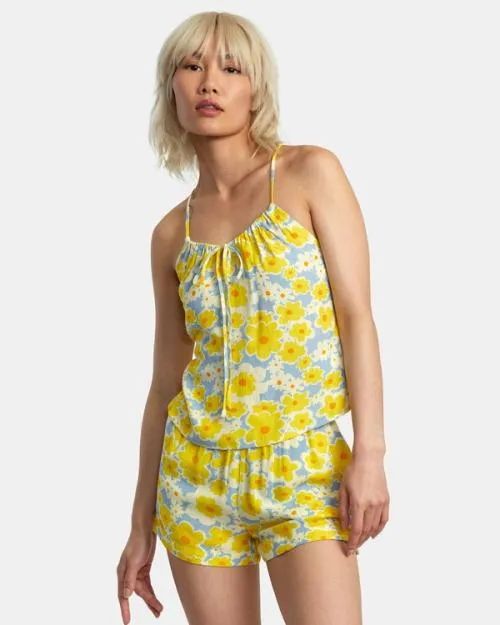 Rvca Lily Sleeveless Top Dusty Blue Women Tops