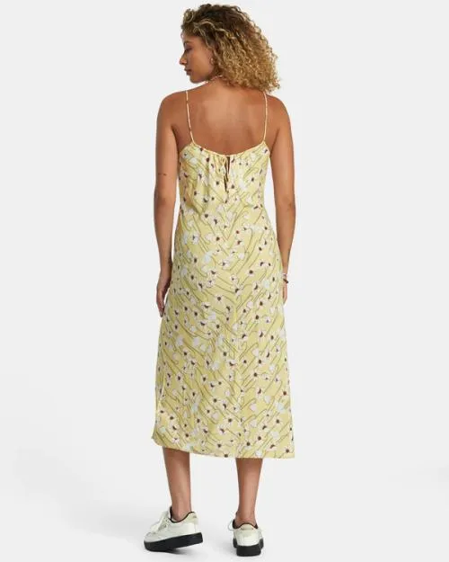 Rvca Maiden Midi Dress Golden Women Dresses and Rompers