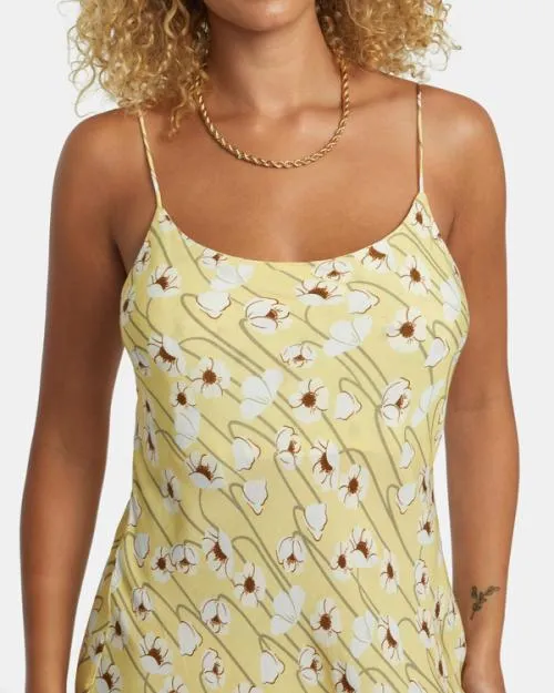Rvca Maiden Midi Dress Golden Women Dresses and Rompers