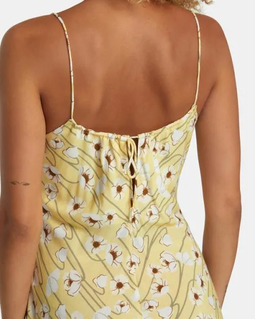 Rvca Maiden Midi Dress Golden Women Dresses and Rompers