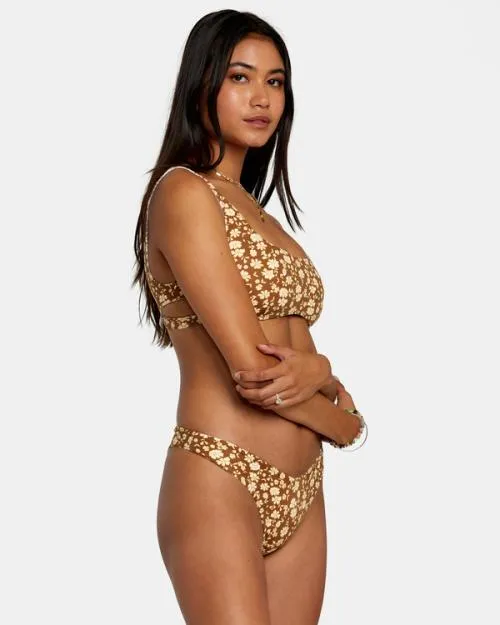 Rvca Micro Magic Reversible High Leg Bikini Bottoms Shale Women Bikini Bottoms