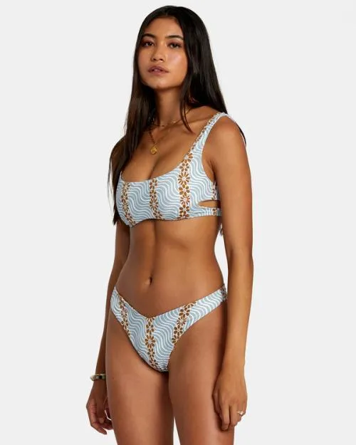 Rvca Micro Magic Reversible High Leg Bikini Bottoms Shale Women Bikini Bottoms