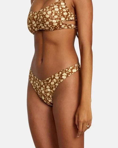 Rvca Micro Magic Reversible High Leg Bikini Bottoms Shale Women Bikini Bottoms