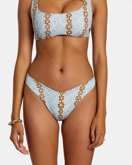 Rvca Micro Magic Reversible High Leg Bikini Bottoms Shale Women Bikini Bottoms