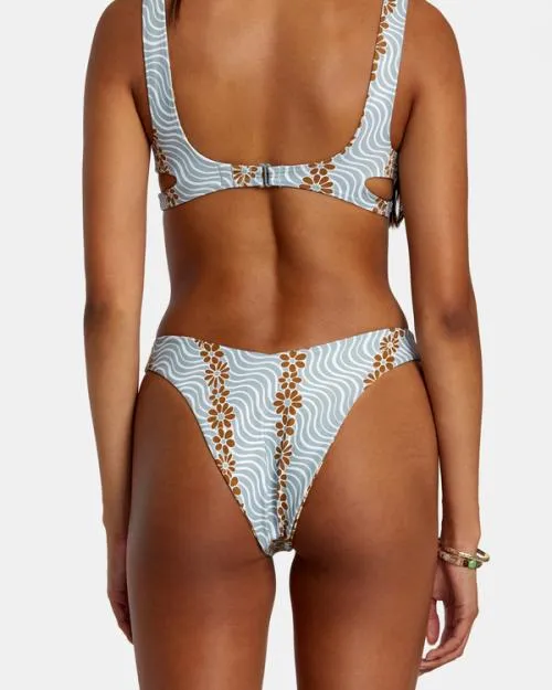 Rvca Micro Magic Reversible High Leg Bikini Bottoms Shale Women Bikini Bottoms