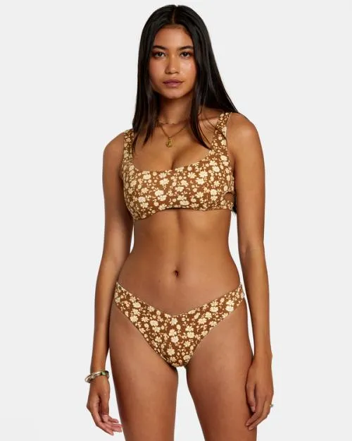 Rvca Micro Magic Reversible High Leg Bikini Bottoms Shale Women Bikini Bottoms