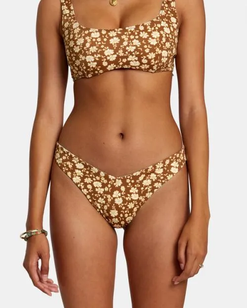 Rvca Micro Magic Reversible High Leg Bikini Bottoms Shale Women Bikini Bottoms