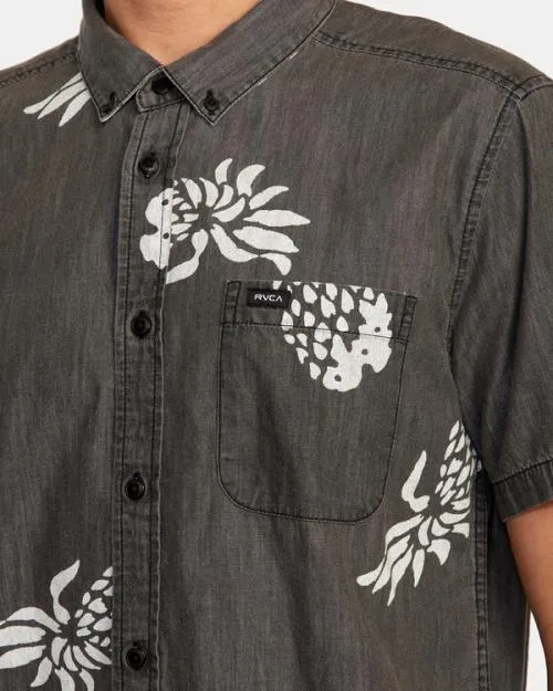 Rvca Neo Denim Short Sleeve Shirt Black Men Shirts and Flannels