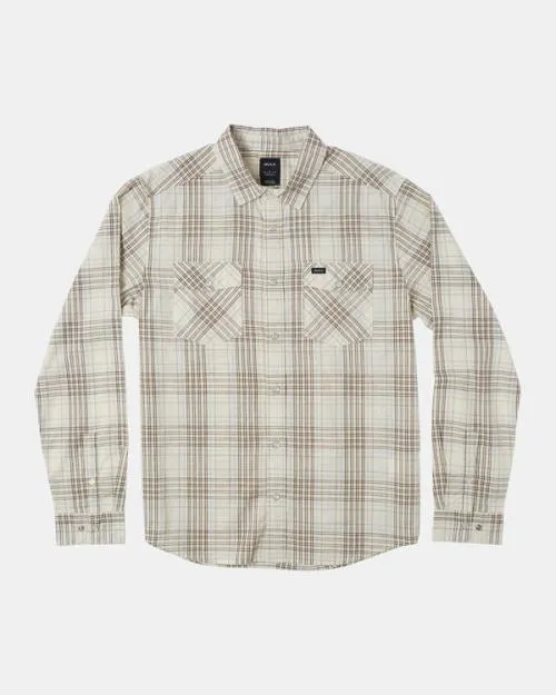 Rvca Neps Plaid Long Sleeve Shirt Natural Men Shirts and Flannels