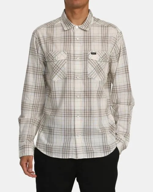Rvca Neps Plaid Long Sleeve Shirt Natural Men Shirts and Flannels