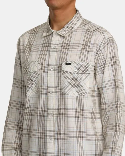 Rvca Neps Plaid Long Sleeve Shirt Natural Men Shirts and Flannels