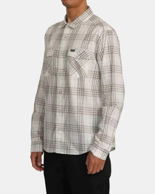 Rvca Neps Plaid Long Sleeve Shirt Natural Men Shirts and Flannels
