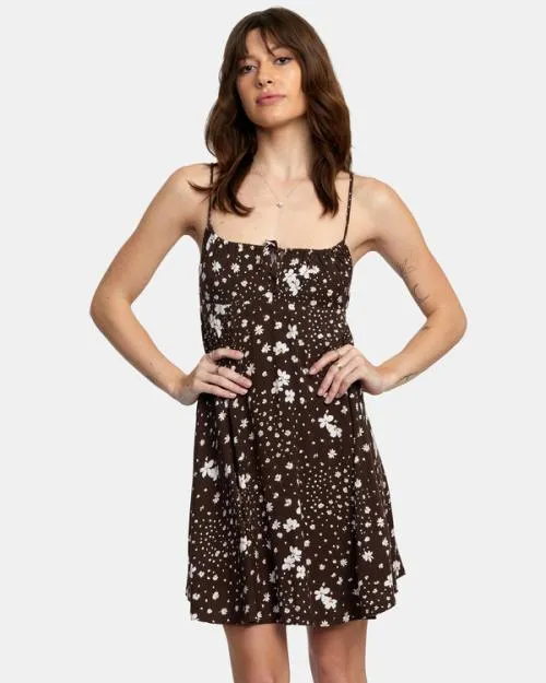 Rvca Overtime Sun Dress Java Women Dresses and Rompers