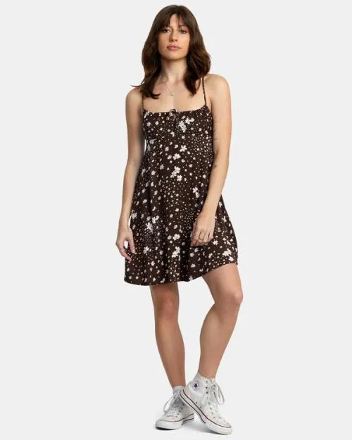 Rvca Overtime Sun Dress Java Women Dresses and Rompers