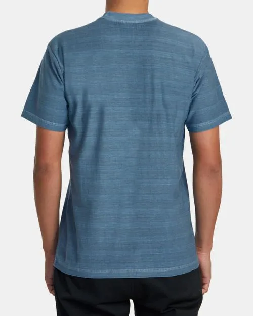 Rvca PTC Stripe TShirt Industrial Blue Men Short Sleeves