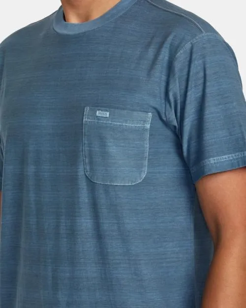 Rvca PTC Stripe TShirt Industrial Blue Men Short Sleeves