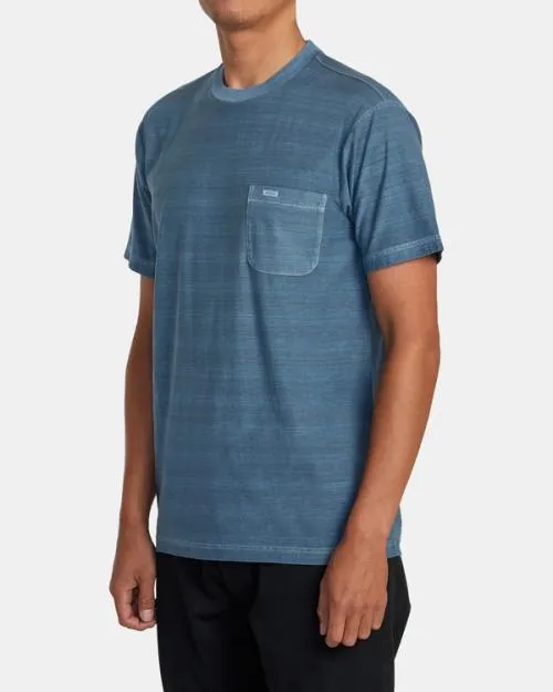 Rvca PTC Stripe TShirt Industrial Blue Men Short Sleeves