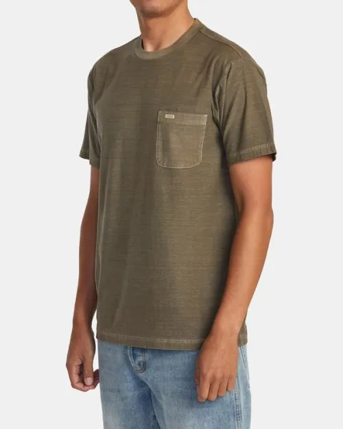 Rvca PTC Stripe TShirt Mushroom Men Short Sleeves