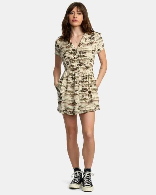 Rvca Rebound Mini Dress Cream Women Dresses and Rompers