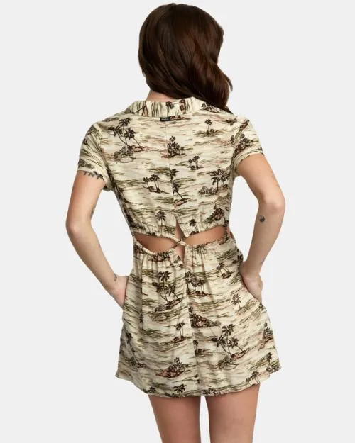 Rvca Rebound Mini Dress Cream Women Dresses and Rompers