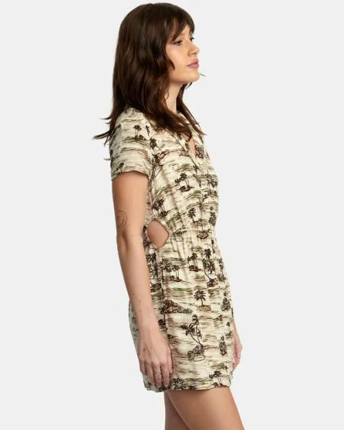Rvca Rebound Mini Dress Cream Women Dresses and Rompers
