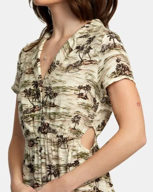 Rvca Rebound Mini Dress Cream Women Dresses and Rompers