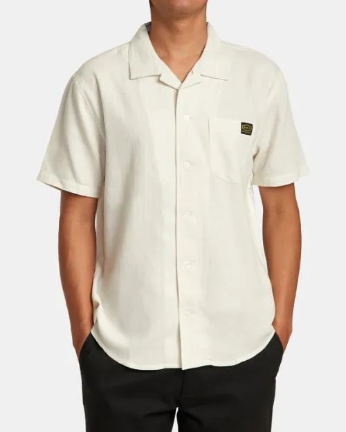 Rvca Recession Collection Day Shift Short Sleeve Shirt Silver Bleach Men Shirts and Flannels