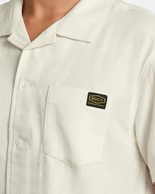 Rvca Recession Collection Day Shift Short Sleeve Shirt Silver Bleach Men Shirts and Flannels