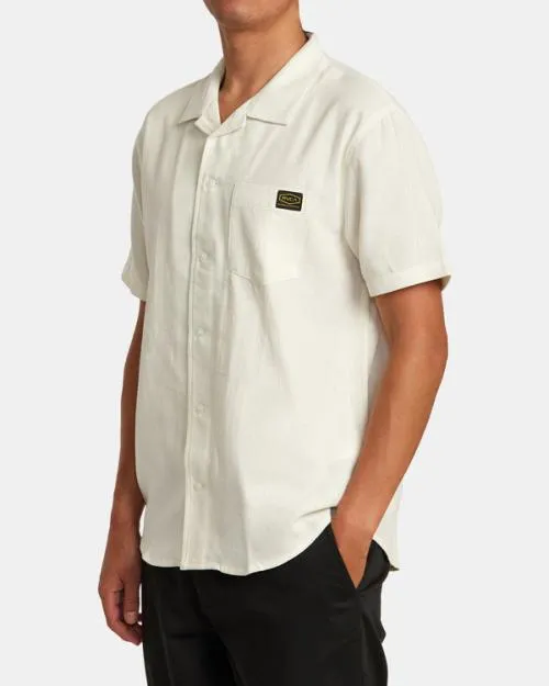 Rvca Recession Collection Day Shift Short Sleeve Shirt Silver Bleach Men Shirts and Flannels