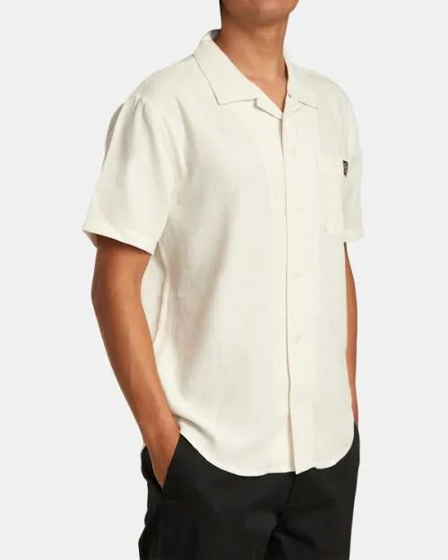 Rvca Recession Collection Day Shift Short Sleeve Shirt Silver Bleach Men Shirts and Flannels