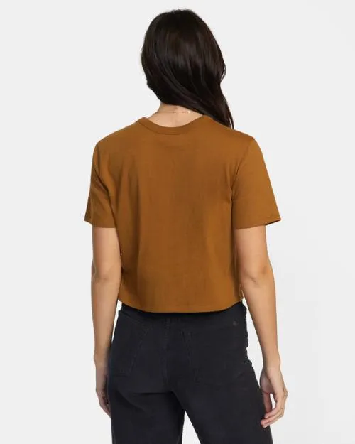 Rvca Recession Pocket TShirt Workwear Brown Women Tees and Tanks