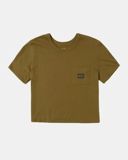 Rvca Recession Pocket TShirt Workwear Brown Women Tees and Tanks