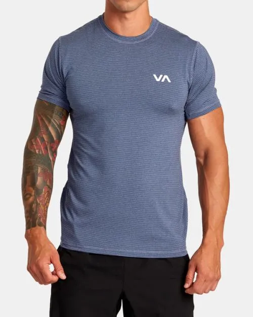 Rvca Sport Vent Stripe Technical Short Sleeve Top Army Blue SportMen Short Sleeves