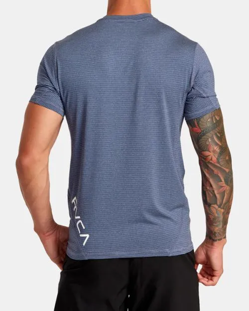 Rvca Sport Vent Stripe Technical Short Sleeve Top Army Blue SportMen Short Sleeves