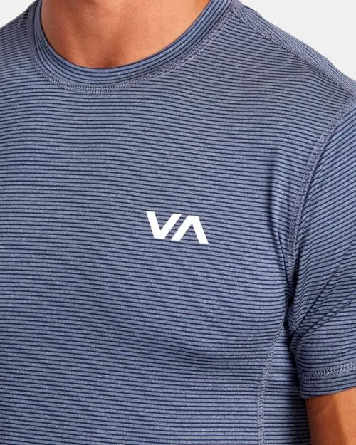 Rvca Sport Vent Stripe Technical Short Sleeve Top Army Blue SportMen Short Sleeves